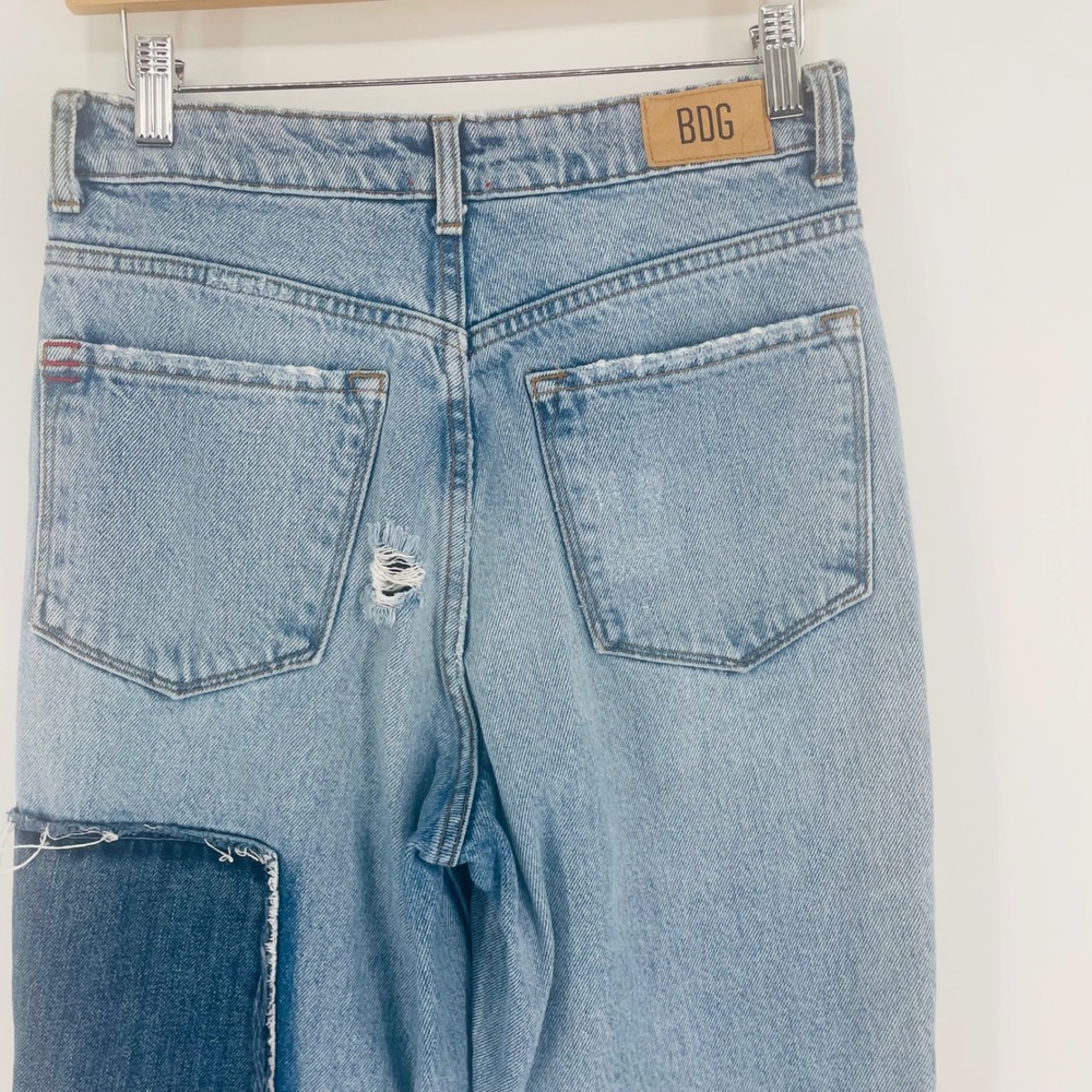 BDG Urban Outfitters Slim Straight Patchwork Distressed Jeans Light Wash Size 27 - Picture 8 of 14